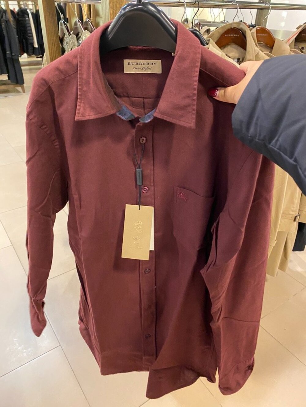 NWT! RARE! Burberry Men's Cotton Poplin Sport Shirt In Dark Elderberry Size M